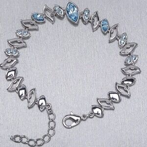 Callura | Blue Crystal‎ and Silver Foliage Bracelet